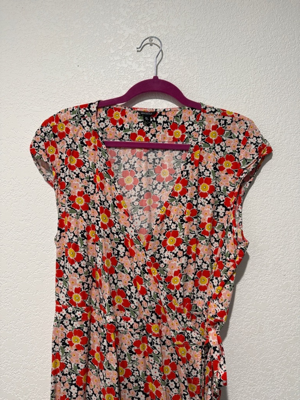 J Crew Floral Wrap-Front Women's Top in Red and Pink